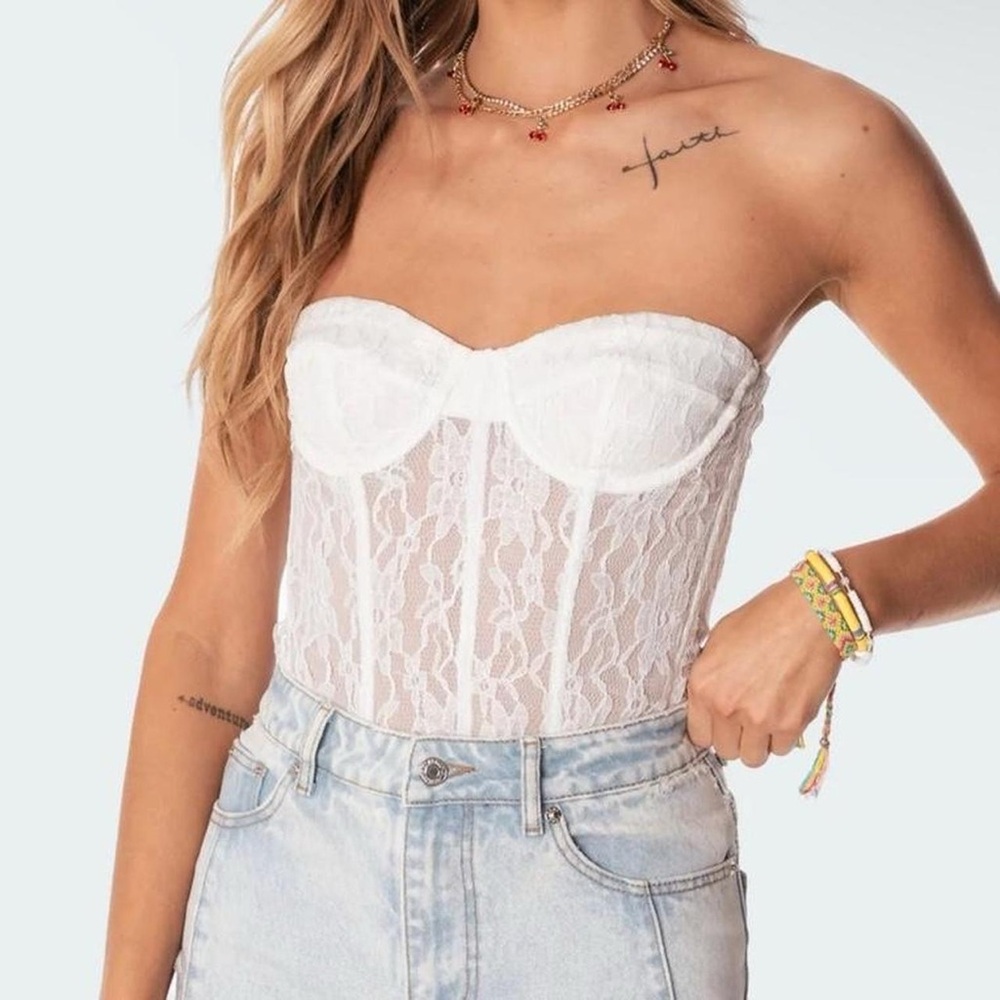 SOLD Edikted White Lace Corset top